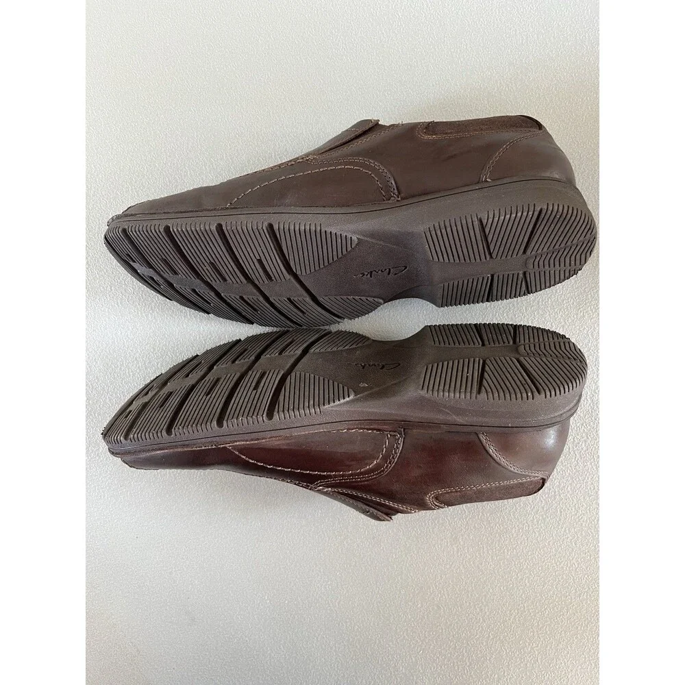 Clarks Men’s Leather Slip On Comfort Loafers Shoes Size 11M Brown Dad Normcore